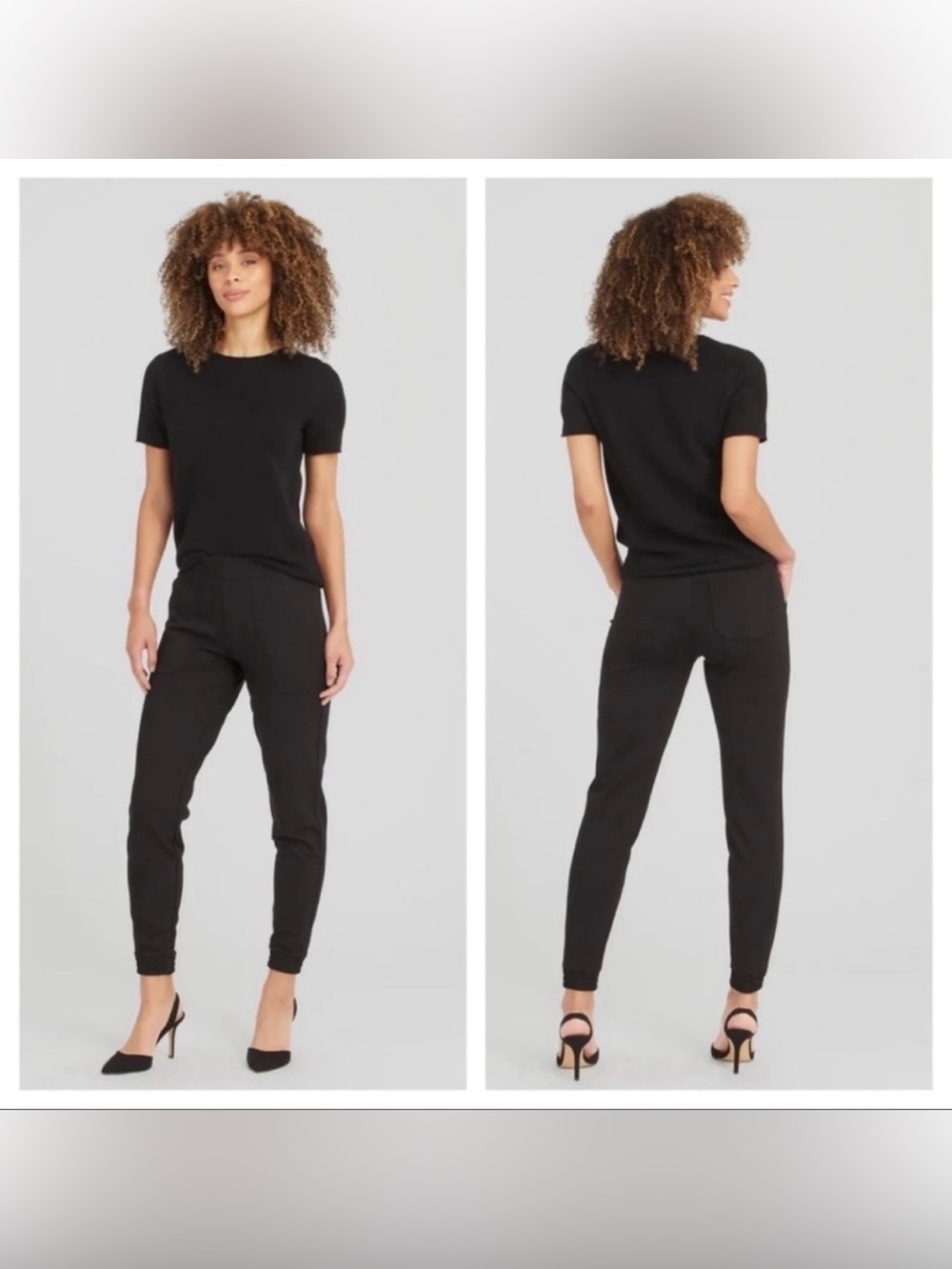 SPANX The Perfect Pant Black Ponte Pull-On Joggers Stretch Ankle #20350R Size L - Picture 2 of 16